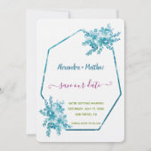 Ocean Blue Floral Bewaar de datum Save The Date (Voorkant)