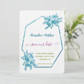 Ocean Blue Floral Bewaar de datum Save The Date (Staand voorkant)