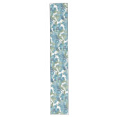 Ocean Blue Floral Fusion Waterverf Handgeschilderd Lange Tafelloper (Voorkant)