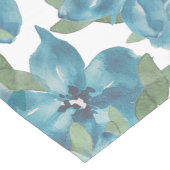 Ocean Blue Floral Fusion Waterverf Handgeschilderd Lange Tafelloper (Hoek)