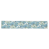 Ocean Blue Floral Fusion Waterverf Handgeschilderd Lange Tafelloper (Horizontaal)