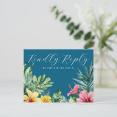 Ocean Blue Floral Song Request RSVP Briefkaart (Staand voorkant)