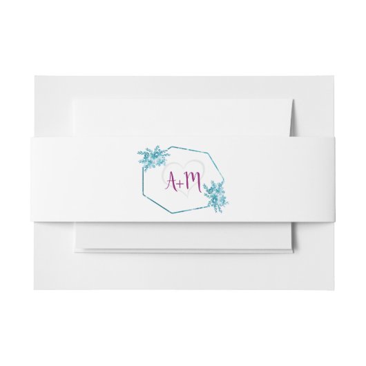 Ocean Blue Floral Wedding Invitation Belly Band Uitnodigingen Wikkel (Voorkant Voorbeeld)