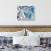 Ocean Blue, Fluid Art Abstract Canvas afdrukken (Insitu (Slaapkamer))