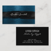 Ocean Blue geborsteld metaal zwart penseelstreken Visitekaartje (Voorkant / Achterkant)