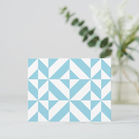 Ocean Blue Geometric Deco Cube Pattern Briefkaart (Staand voorkant)