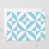 Ocean Blue Geometric Deco Cube Pattern Briefkaart (Voorkant / Achterkant)