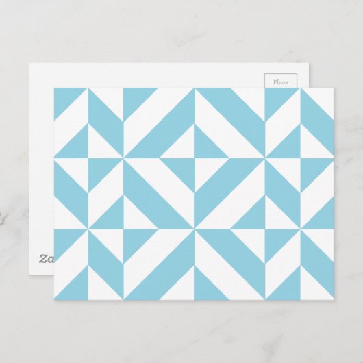 Ocean Blue Geometric Deco Cube Pattern Briefkaart (Voorkant / Achterkant)