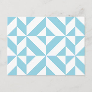 Ocean Blue Geometric Deco Cube Pattern Briefkaart