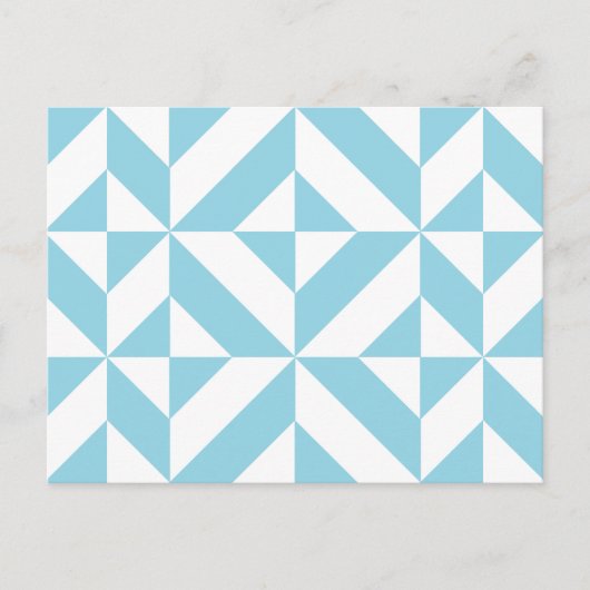 Ocean Blue Geometric Deco Cube Pattern Briefkaart (Voorkant)
