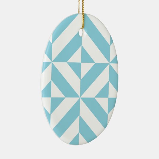 Ocean Blue Geometric Deco Cube Pattern Keramisch Ornament (Rechts)