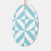 Ocean Blue Geometric Deco Cube Pattern Keramisch Ornament (Links)