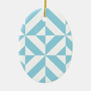 Ocean Blue Geometric Deco Cube Pattern Keramisch Ornament