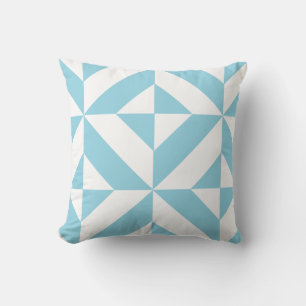 Ocean Blue Geometric Deco Cube Pattern Kussen