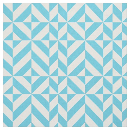 Ocean Blue Geometric Deco Cube Pattern Stof (Swatch)