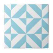Ocean Blue Geometric Deco Cube Pattern Tegeltje (Voorkant)