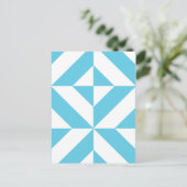 Ocean Blue Geometric Deco Pattern Briefkaart (Staand voorkant)