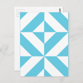 Ocean Blue Geometric Deco Pattern Briefkaart (Voorkant / Achterkant)