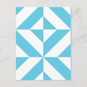 Ocean Blue Geometric Deco Pattern Briefkaart (Voorkant)