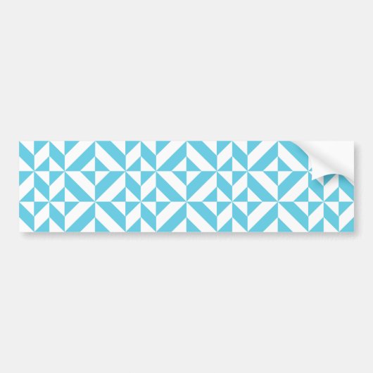 Ocean Blue Geometric Deco Pattern Bumpersticker (Voorkant)