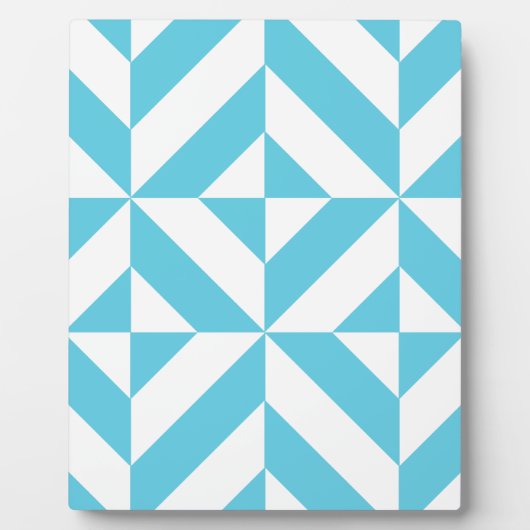 Ocean Blue Geometric Deco Pattern Fotoplaat (Voorkant)