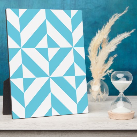 Ocean Blue Geometric Deco Pattern Fotoplaat (Zijkant)