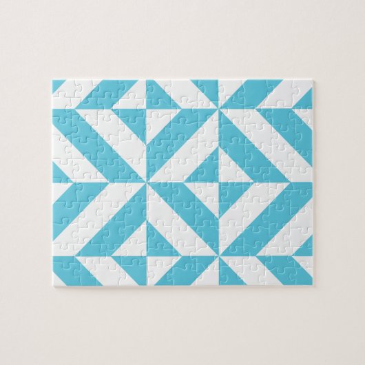 Ocean Blue Geometric Deco Pattern Legpuzzel (Horizontaal)