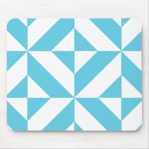 Ocean Blue Geometric Deco Pattern Muismat