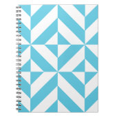 Ocean Blue Geometric Deco Pattern Notitieboek (Voorkant)