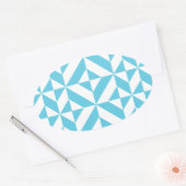 Ocean Blue Geometric Deco Pattern Ovale Sticker (Envelop)