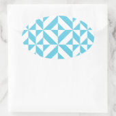 Ocean Blue Geometric Deco Pattern Ovale Sticker (Tas)
