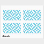 Ocean Blue Geometric Deco Pattern Rechthoekige Sticker (Vel)