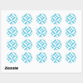 Ocean Blue Geometric Deco Pattern Ronde Sticker (Vel)