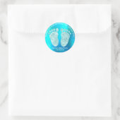 Ocean Blue Glitter Feet Baby shower Favor Dank Ronde Sticker (Tas)