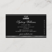 Ocean Blue Glitter Logo Zwart Zilver Decor Border Visitekaartje (Achterkant)