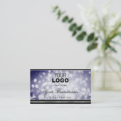 Ocean Blue Glitter Logo Zwart Zilver Decor Border Visitekaartje (Staand voorkant)