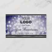 Ocean Blue Glitter Logo Zwart Zilver Decor Border Visitekaartje (Voorkant)