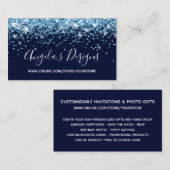 Ocean Blue Glitter Navy Online Store Visitekaartje (Voorkant / Achterkant)