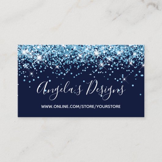 Ocean Blue Glitter Navy Online Store Visitekaartje (Voorkant)