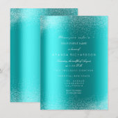 Ocean Blue Glitter Spark Sand Bridal Birthday Kaart (Voorkant / Achterkant)