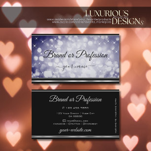 Ocean Blue Glitter Sterren Zwart Zilver Decor Bord Visitekaartje