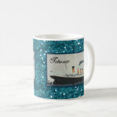 Ocean Blue Glitter Titanic Personalized Girly Koffiemok (Voorkant rechts)