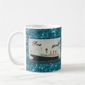 Ocean Blue Glitter Titanic Personalized Girly Koffiemok (Links)