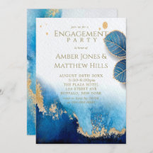 Ocean Blue Gold Agate Engagement Party