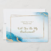 Ocean Blue Gold Agate Je bent mijn Bridesmaïde Uit Kaart (Voorkant)