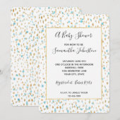 Ocean Blue Gold Confetti Stippen Baby shower Kaart (Voorkant / Achterkant)
