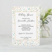 Ocean Blue Gold Confetti Stippen Baby shower Kaart (Staand voorkant)