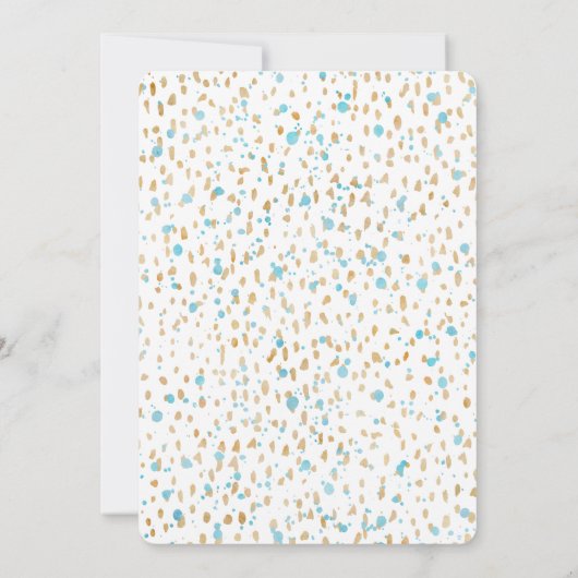 Ocean Blue Gold Confetti Stippen Baby shower Kaart (Achterkant)
