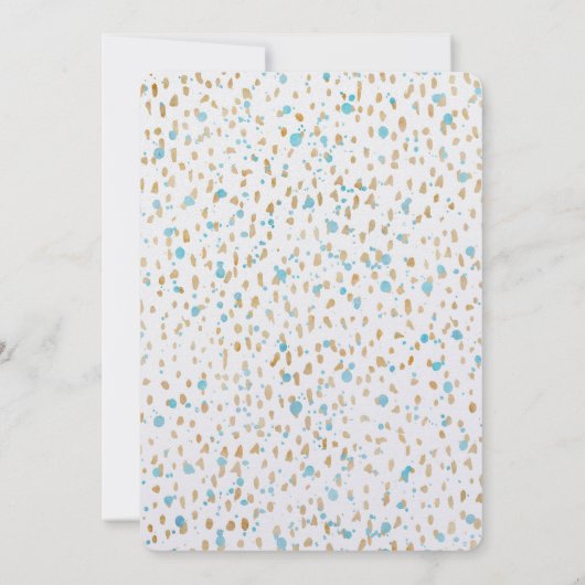 Ocean Blue Gold Confetti Stippen Waterverf Verjaar Kaart (Achterkant)