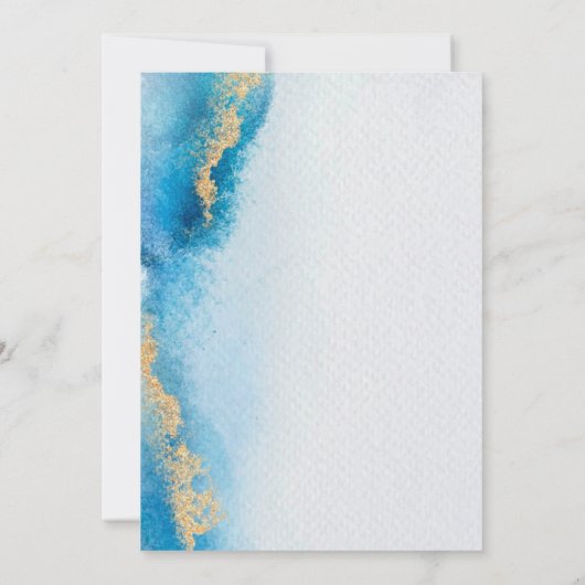 Ocean Blue Gold Glitter Agate Wedding Invitations (Achterkant)